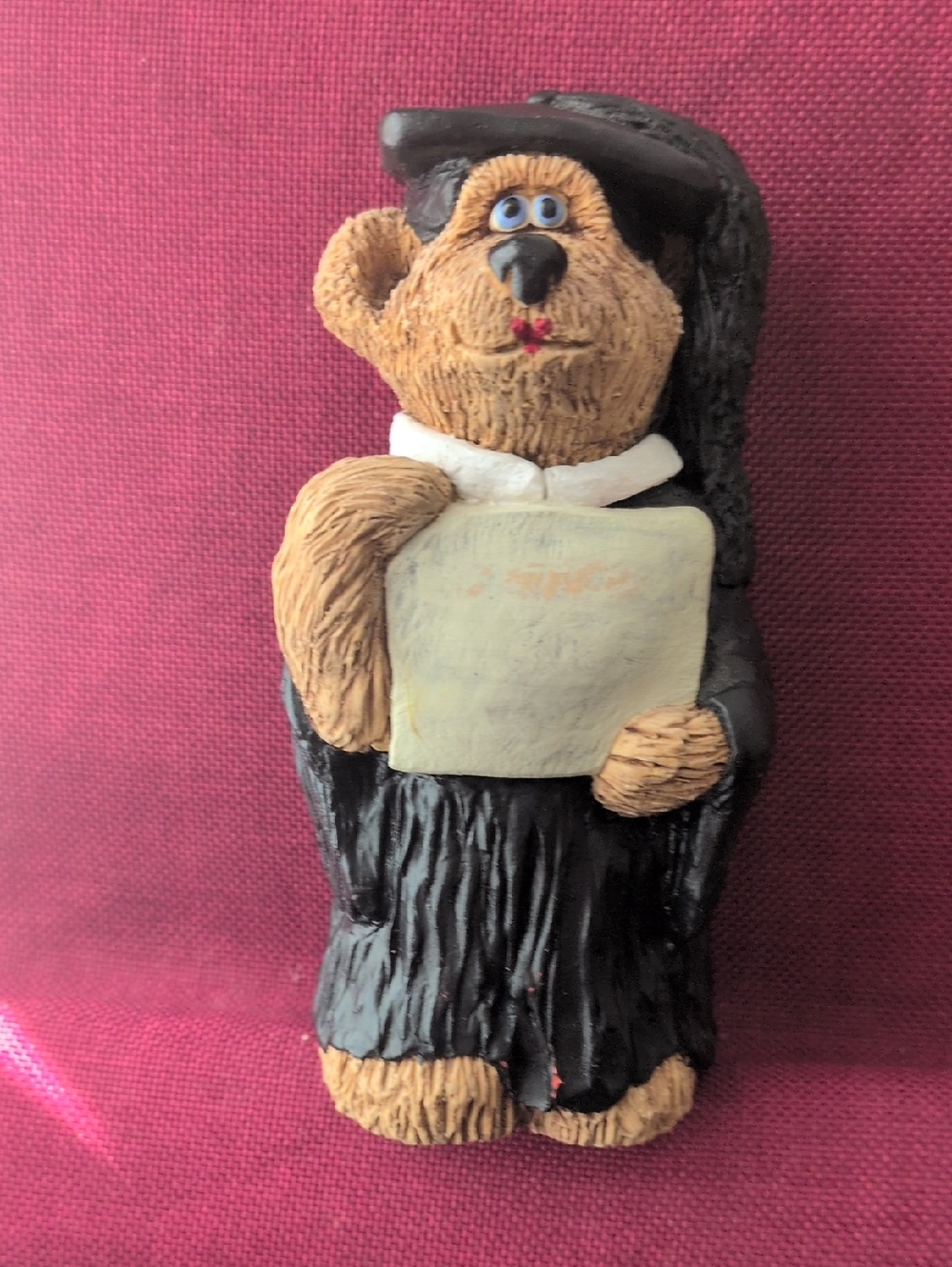 Graduation Bear Figurine in Black Robe ready to Personalize